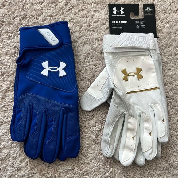 Lot Of 2: Under Armour Men's UA Yard Baseball Batting Gloves Blue & White - Picture 4 of 4